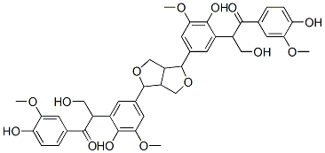 2,2'-[(Tetrahydro-1H,3H-furo[3,4-c]furan-1,4-diyl)bis(6-hydroxy-5-methoxy-3,1-phenylene)]bis[3-hydroxy-1-(4-hydroxy-3-methoxyphenyl)-1-propanone],94818-14-1,结构式