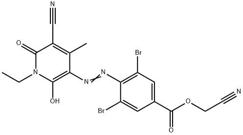 Benzoic  acid,  3,5-dibromo-4-[2-(5-cyano-1-ethyl-1,6-dihydro-2-hydroxy-4-methyl-6-oxo-3-pyridinyl)diazenyl]-,  cyanomethyl  ester,949003-08-1,结构式