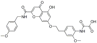 N-(4-{2-[5-Hydroxy-2-(4-Methoxy-benzylcarbaMoyl)-4-oxo-4H-chroMen-7-yloxy]-ethyl}-2-Methoxy-phenyl)-oxalaMic acid 化学構造式