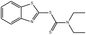 DIETHYLDITHIOCARBAMIC ACID 2-BENZOTHIAZOLYL ESTER Structure