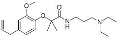 2-(4-アリル-2-メトキシフェノキシ)-N-[3-(ジエチルアミノ)プロピル]-2-メチルプロピオンアミド 化学構造式