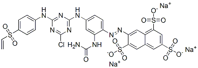 7-[4-[4-Chloro-6-(p-vinylsulfonylanilino)-1,3,5-triazin-2-ylamino]-2-ureidophenylazo]-1,3,6-naphthalenetrisulfonic acid trisodium salt Structure