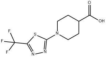 1-(5-(三氟甲基)-1,3,4-噻二唑-2-基)哌啶-4-羧酸, 950603-35-7, 结构式