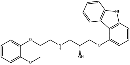 (2R)-1-(9H-カルバゾール-4-イルオキシ)-3-[[2-(2-メトキシフェノキシ)エチル]アミノ]プロパン-2-オール 化学構造式