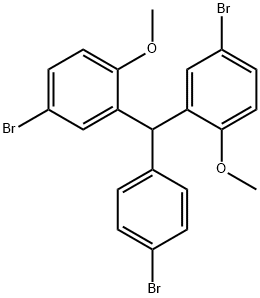4-BROMO-2-((5-BROMO-2-METHOXYPHENYL)(4-BROMOPHENYL)METHYL)-1-METHOXYBENZENE 化学構造式