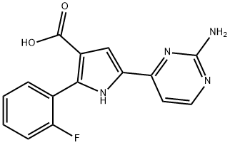1H-Pyrrole-3-carboxylic  acid,  5-(2-amino-4-pyrimidinyl)-2-(2-fluorophenyl)- Struktur