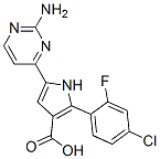 1H-Pyrrole-3-carboxylic  acid,  5-(2-amino-4-pyrimidinyl)-2-(4-chloro-2-fluorophenyl)- 化学構造式