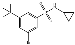 3-ブロモ-N-シクロプロピル-5-(トリフルオロメチル)ベンゼンスルホンアミド 化学構造式