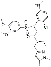 AcetaMide, 2-[[2-chloro-5-(diMethylaMino)phenyl][(3,4-diMethoxyphenyl)sulfonyl]aMino]-N-[(1,5-diMethyl-1H-pyrazol-3-yl)Methyl]-N-ethyl- 化学構造式