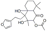 (+)-2-Acetyloxy-4-[2-(3-furanyl)ethyl]-3,4,4a,5,6,7,8,8a-octahydro-3,4-dihydroxy-3,4a,8,8-tetramethylnaphthalen-1(2H)-one Struktur