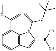 1H-Indole-1,7-dicarboxylic acid, 2-borono-, 1-(1,1-dimethylethyl) 7-methyl ester Struktur