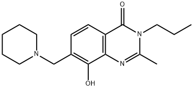 4(3H)-Quinazolinone,  8-hydroxy-2-methyl-7-(piperidinomethyl)-3-propyl-  (7CI) 化学構造式