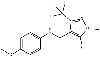 N-{[5-chloro-1-methyl-3-(trifluoromethyl)-1H-pyrazol-4-yl]methyl}-4-methoxyaniline,955965-30-7,结构式