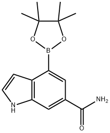 1H-Indole-6-carboxaMide, 4-(4,4,5,5-tetraMethyl-1,3,2-dioxaborolan-2-yl)- 化学構造式