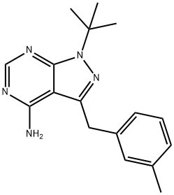 4-氨基-1-叔丁基-3-(3-甲基苄基)吡唑并[3,4-D]嘧啶 结构式