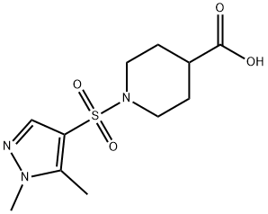 1-[(1,5-Dimethyl-1H-pyrazol-4-yl)sulfonyl]piperidine-4-carboxylic acid Structure