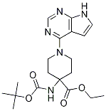 4-Piperidinecarboxylicacid,4-[[(1,1-diMethylethoxy)carbonyl]aMino]-1-(7H-pyrrolo[2,3-d]pyriMidin-4-yl)-,ethylester,956460-97-2,结构式
