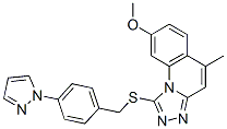 [1,2,4]Triazolo[4,3-a]quinoline,  8-methoxy-5-methyl-1-[[[4-(1H-pyrazol-1-yl)phenyl]methyl]thio]- Struktur