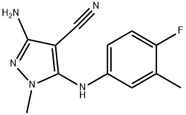 3-amino-5-(4-fluoro-3-methylanilino)-1-methyl-1H-pyrazole-4-carbonitrile,956778-61-3,结构式