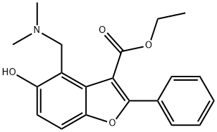 4-[(二甲基氨基)甲基]-5-羟基-2-苯基-1-苯并呋喃-3-甲酸乙酯 结构式