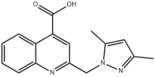 2-[(3,5-二甲基-1H-吡唑-1-基)甲基]喹啉-4-羧酸, 957035-26-6, 结构式