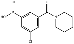 3-CHLORO-5-(PIPERIDINE-1-CARBONYL)PHENYLBORONIC ACID, 957120-47-7, 结构式