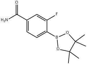 3-氟-4-(4,4,5,5-四甲基-1,3,2-二氧硼杂环戊烷-2-基)苯甲酰胺, 957346-54-2, 结构式