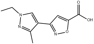 3-(1-乙基-3-甲基-1H-吡唑-4-基)-异恶唑-5-羧酸, 957490-68-5, 结构式