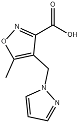 5-メチル-4-(1H-ピラゾール-1-イルメチル)イソオキサゾール-3-カルボン酸 化学構造式