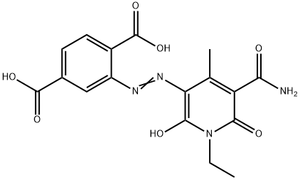 1,4-Benzenedicarboxylic  acid,  2-[2-[5-(aminocarbonyl)-1-ethyl-1,6-dihydro-2-hydroxy-4-methyl-6-oxo-3-pyridinyl]diazenyl]- Structure