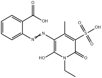 Benzoic  acid,  2-[2-(1-ethyl-1,6-dihydro-2-hydroxy-4-methyl-6-oxo-5-sulfo-3-pyridinyl)diazenyl]-,958074-88-9,结构式
