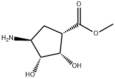 (1S,2R,3S,4R)-Methyl 4-aMino-2,3-dihydroxycyclopentanecarboxylate 化学構造式