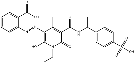 Benzoic  acid,  2-[2-[1-ethyl-1,6-dihydro-2-hydroxy-4-methyl-6-oxo-5-[[[1-(4-sulfophenyl)ethyl]amino]carbonyl]-3-pyridinyl]diazenyl]- 化学構造式