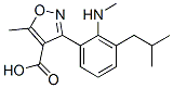 4-Isoxazolecarboxylic  acid,  5-methyl-3-[2-(methylamino)-3-(2-methylpropyl)phenyl]- 化学構造式