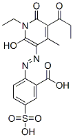 Benzoic  acid,  2-[2-[1-ethyl-1,6-dihydro-2-hydroxy-4-methyl-6-oxo-5-(1-oxopropyl)-3-pyridinyl]diazenyl]-5-sulfo- Structure