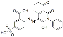 Benzoic  acid,  2-[2-[1,6-dihydro-2-hydroxy-4-methyl-6-oxo-5-(1-oxopropyl)-1-phenyl-3-pyridinyl]diazenyl]-5-sulfo- 化学構造式