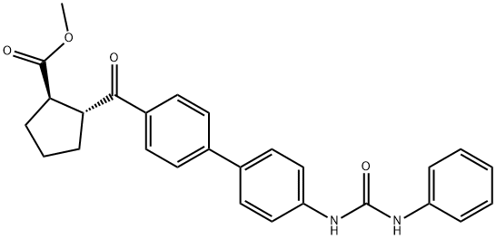 CYCLOPENTANECARBOXYLIC ACID, 2-[[4'-[[(PHENYLAMINO)CARBONYL]AMINO][1,1'-BIPHENYL]-4-YL]CARBONYL]-, METHYL ESTER, (1R,2R)- 化学構造式