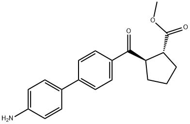 CYCLOPENTANECARBOXYLIC ACID, 2-[(4'-AMINO[1,1'-BIPHENYL]-4-YL)CARBONYL]-, METHYL ESTER, (1R,2R)- 化学構造式