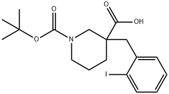 1-N-BOC-3-(2-IODOBENZYL) PIPERIDINE-3-CARBOXYLIC ACID,959236-07-8,结构式