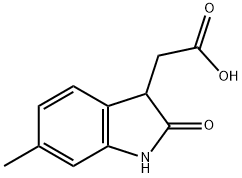 (6-メチル-2-オキソ-2,3-ジヒドロ-1H-インドール-3-イル)酢酸 化学構造式