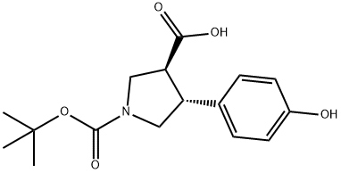 trans-1-Boc-4-(4-hydroxyphenyl)-pyrrolidine-3-carboxylic acid 结构式