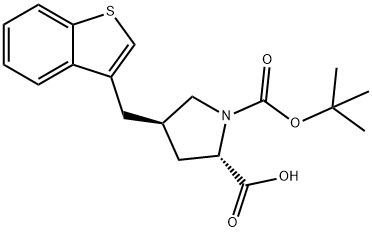(2S,4R)-4-(ベンゾ[B]チオフェン-3-イルメチル)-1-(TERT-ブチルトキシカルボニル)ピロリジン-2-カルボン酸 化学構造式