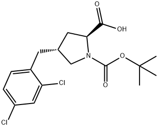 (2S,4R)-1-(tert-butoxycarbonyl)-4-(2,4-dichlorobenzyl)pyrrolidine-2-carboxylic acid Structure