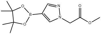 メチル4-(4,4,5,5-テトラメチル-1,3,2-ジオキサボロラン-2-イル)-1H-ピラゾール-1-アセタート 化学構造式