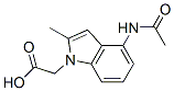 1H-Indole-1-acetic  acid,  4-(acetylamino)-2-methyl- 化学構造式