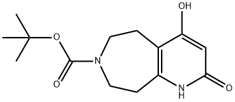 1,2,5,6,8,9-Hexahydro-4-hydroxy-2-oxo-7H-pyrido[2,3-d]azepine-7-carboxylic acid tert-butyl ester 化学構造式