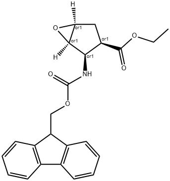 ETHYL (1R*,2R*,3R*,5S*)-2-(9-FLUORENYLMETHOXYCARBONYLAMINO)-6-OXA-BICYCLO[3.1.0]HEXANE-3-CARBOXYLATE 化学構造式