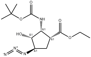 ETHYL (1R*,2R*,3R*,4R*)-4-AZIDO-2-(TERT-BUTOXYCARBONYLAMINO)-3-HYDROXYCYCLOPENTANE-CARBOXYLATE 化学構造式