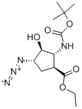 ETHYL (1S*,2R*,3S*,4S*)-4-AZIDO-2-(TERT-BUTOXYCARBONYLAMINO)-3-HYDROXYCYCLOPENTANE-CARBOXYLATE 化学構造式
