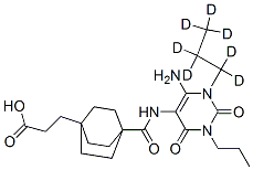 Bicyclo[2.2.2]octane-1-propanoic  acid,  4-[[[6-amino-1,2,3,4-tetrahydro-2,4-dioxo-3-propyl-1-(propyl-1,1,2,2,3,3,3-d7)-5-pyrimidinyl]amino]carbonyl]-, 化学構造式